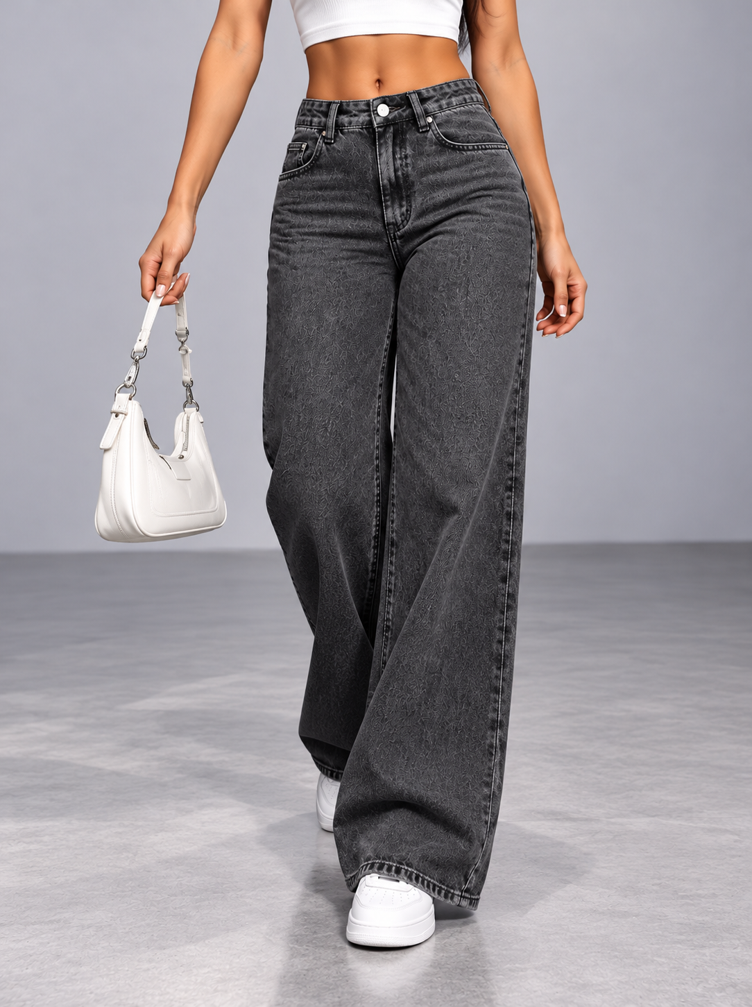 Jeans pierna ancha de tiro alto