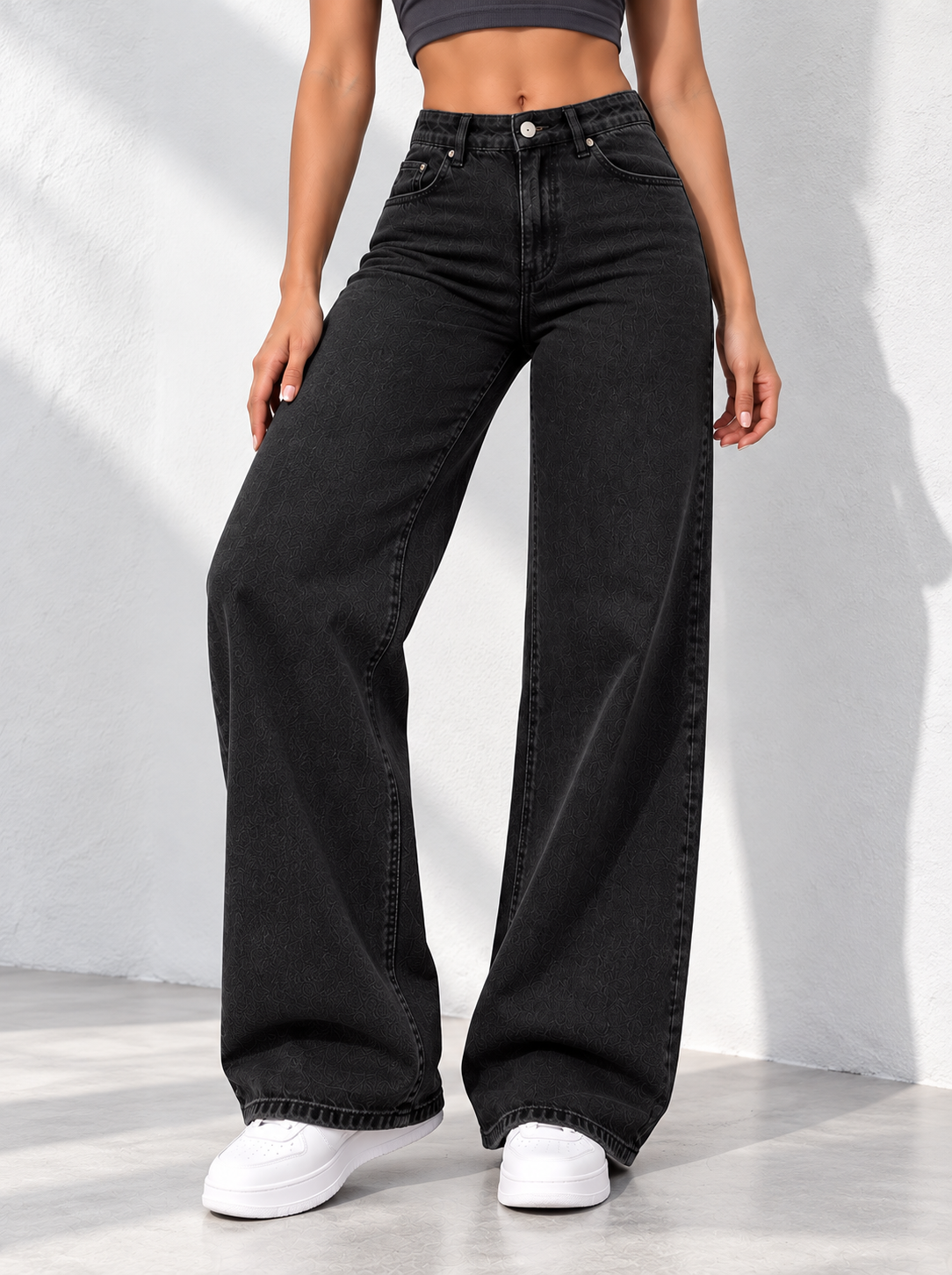 Jeans pierna ancha de tiro alto