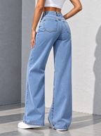 Jeans pierna ancha de tiro alto