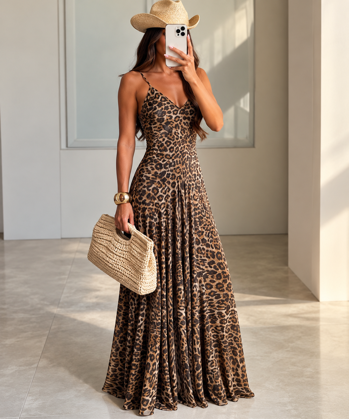 Vestido Maxi Leopardo con Tirantes Ajustables
