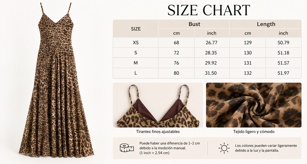 Vestido Maxi Leopardo con Tirantes Ajustables